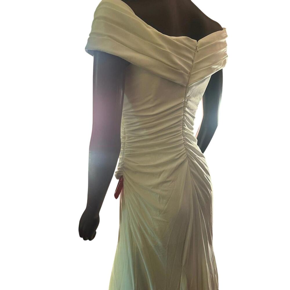 Ieena for Mac Duggal Jersey Off-Shoulder Asymmetric Gown Sz 4 / Small NWT - Picture 7 of 9